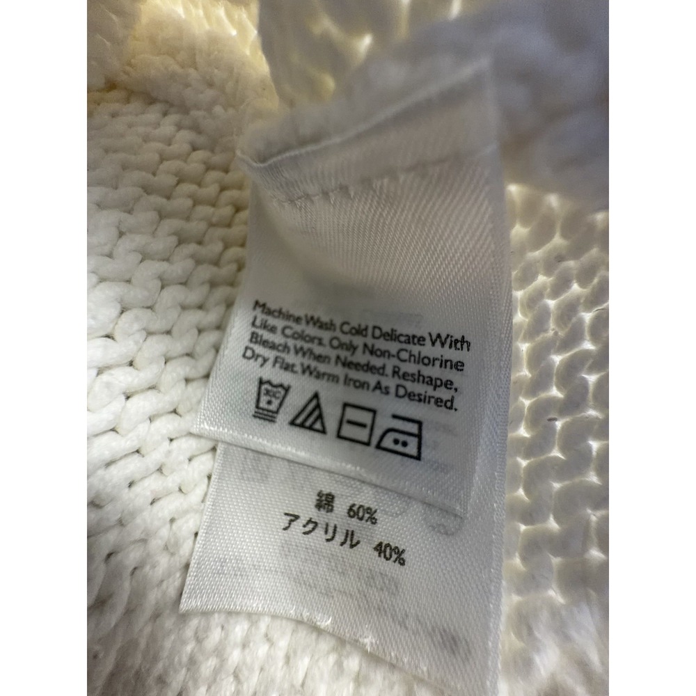 Vintage Y2K Eddie Bauer Womens L Petite Cable Knit Cardigan Sweater Ivory - Picture 5 of 8